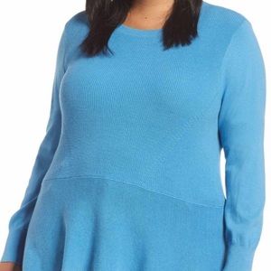 Halogen | Ribbed Peplum Plus Sz Sweater - 2X